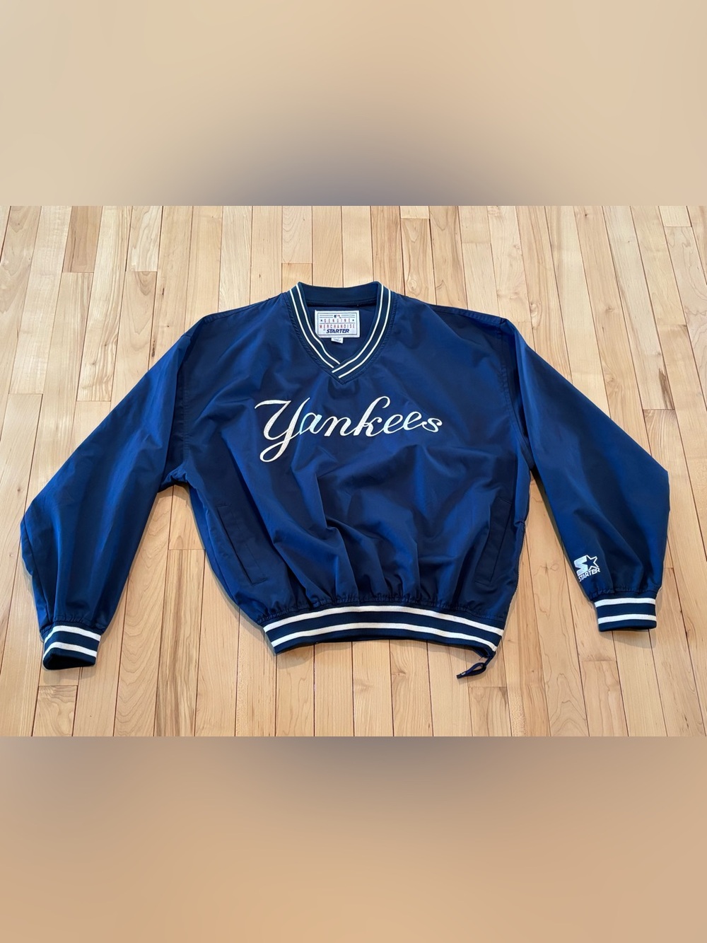Vintage 90s New York Yankees Starter Pullover Jacket Windbreaker Script Size M
